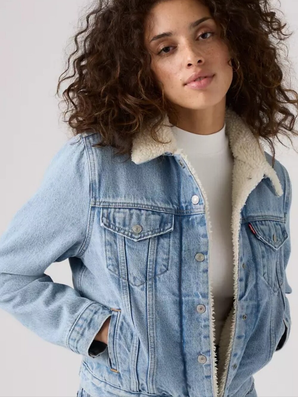 Levi's Sherpa Trucker Jacket Blue Denim Size XS